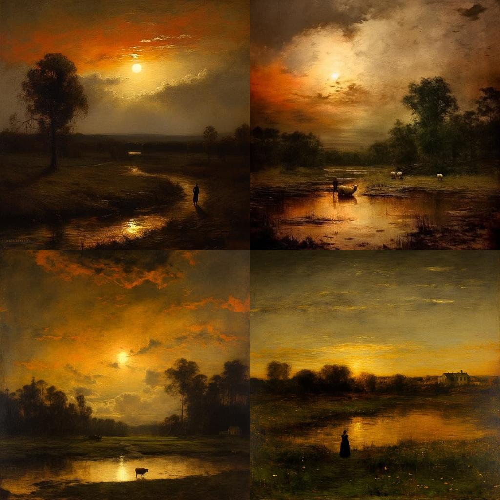 George Inness style, Midjourney V5.2, render 1 of 4