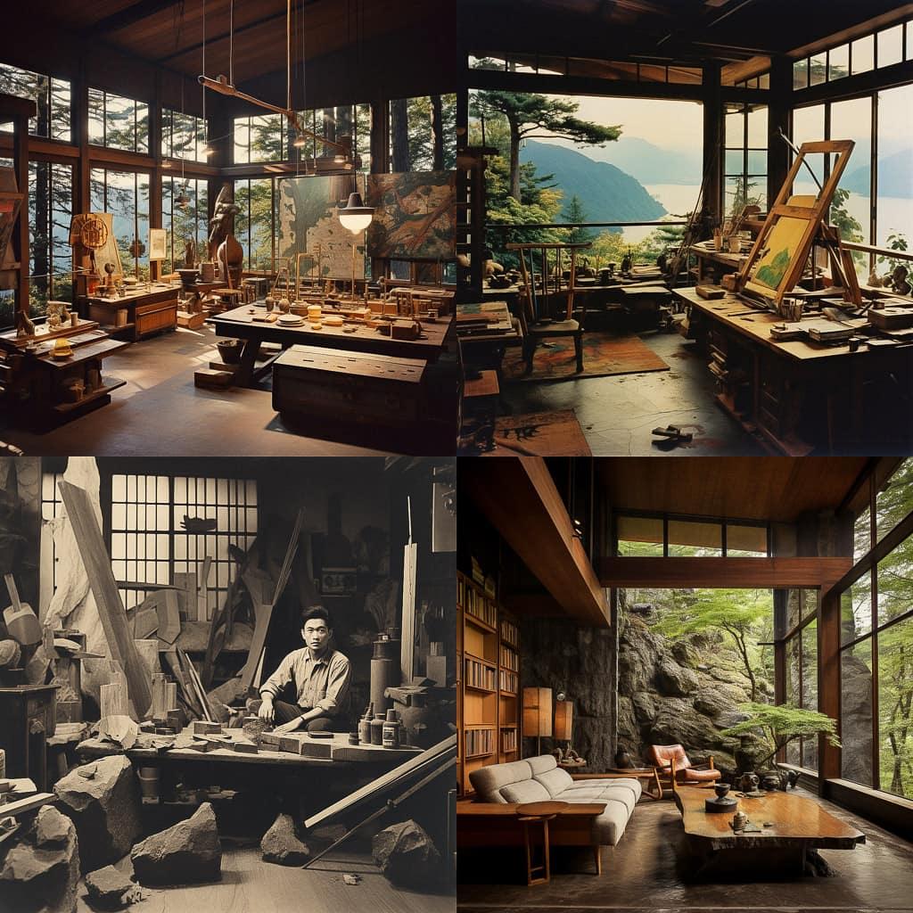 George Nakashima style, Midjourney V5.2, render 1 of 4