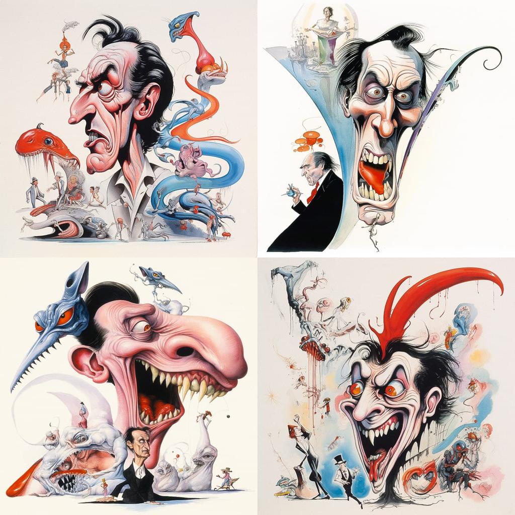 Gerald Scarfe style, Midjourney V5.2, render 1 of 4