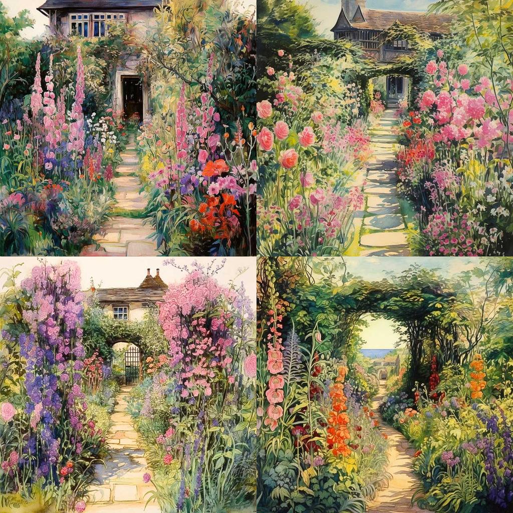 Gertrude Jekyll style, Midjourney V5.2, render 1 of 4