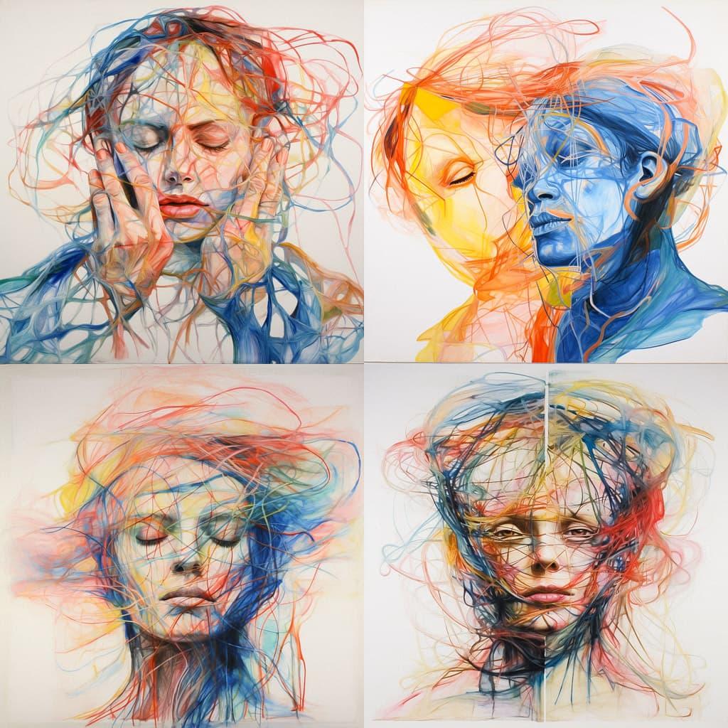 Ghada Amer style, Midjourney V5.2, render 1 of 4