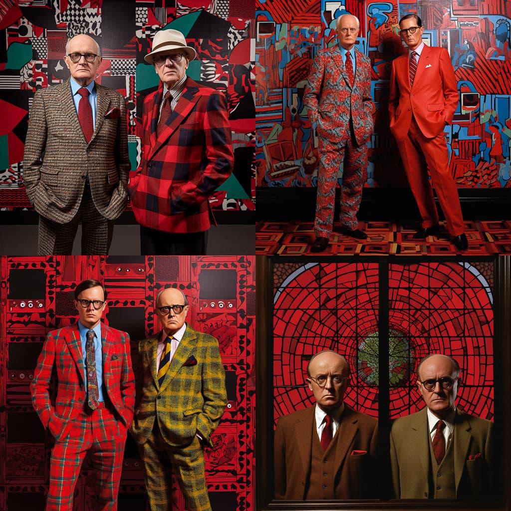 Gilbert and George style, Midjourney V5.2, render 1 of 4