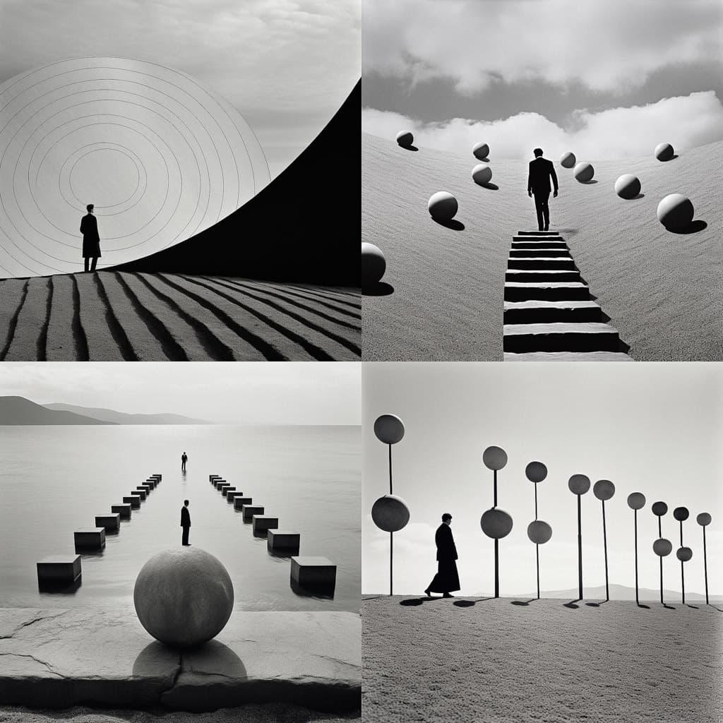 Gilbert Garcin style, Midjourney V5.2, render 1 of 4