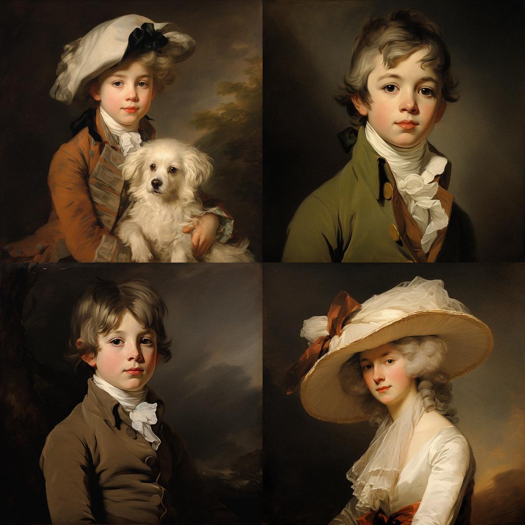 Gilbert Stuart style, Midjourney V5.2, render 1 of 4