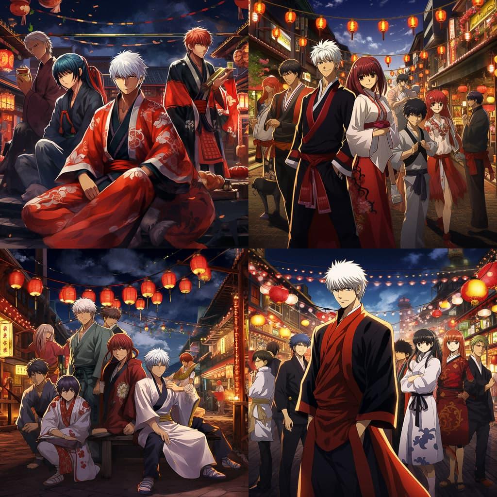 Gintama style, Midjourney V5.2, render 1 of 4