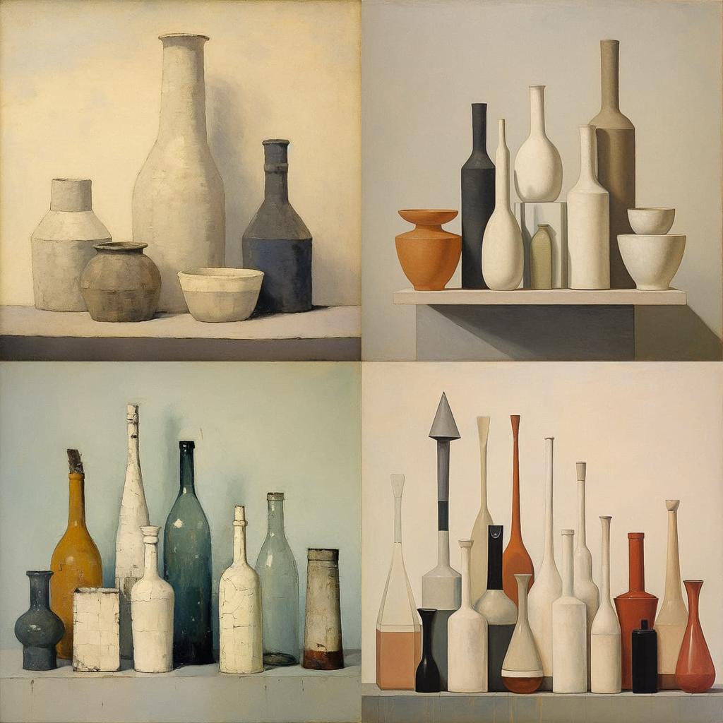 Giorgio Morandi style, Midjourney V5.2, render 1 of 4