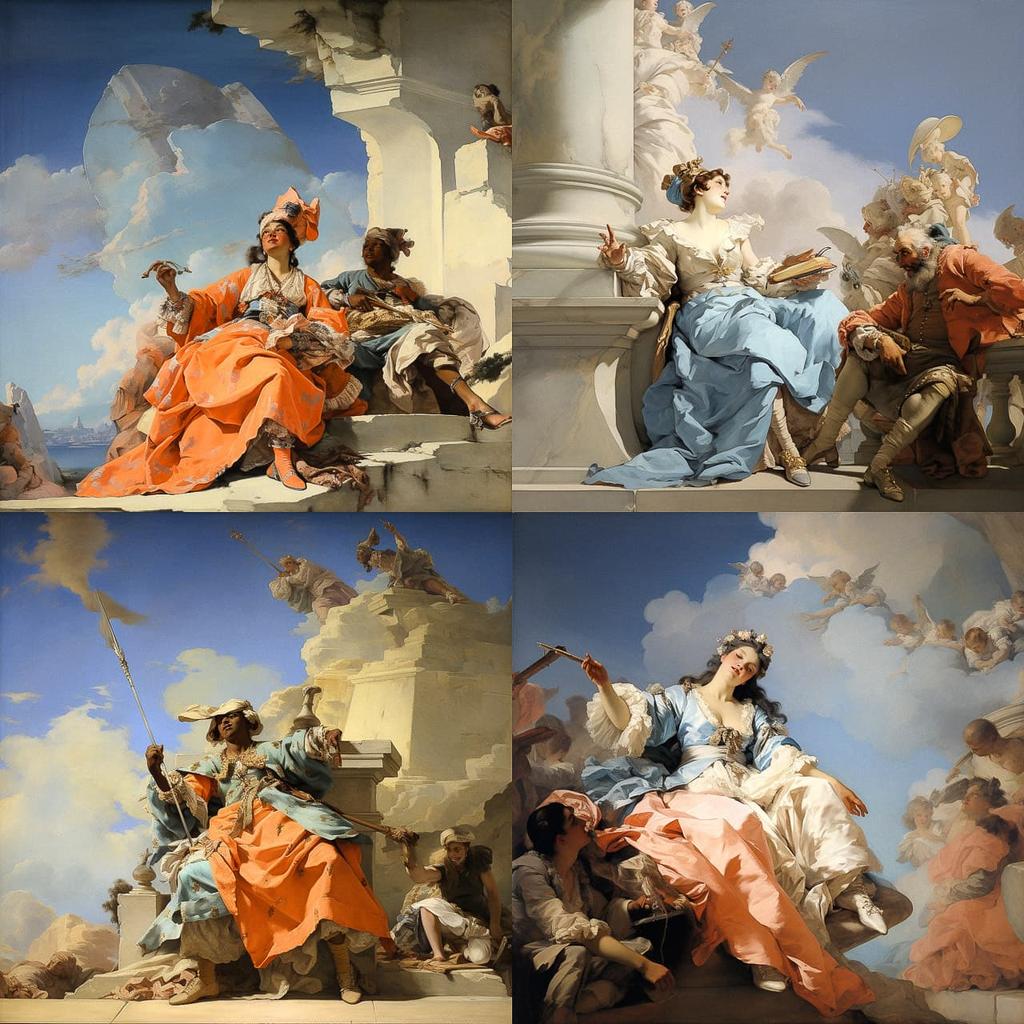 Giovanni Battista Tiepolo style, Midjourney V5.2, render 1 of 4