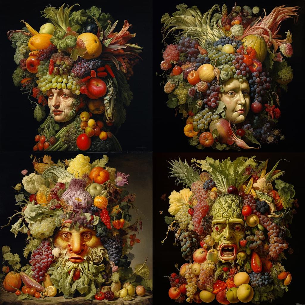 Giuseppe Arcimboldo style, Midjourney V5.2, render 1 of 4