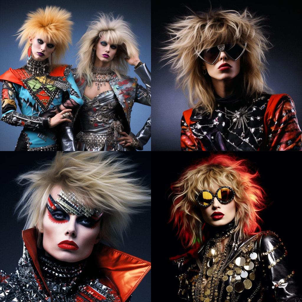 Glam Rock fashion style, Midjourney V5.2, render 1 of 4