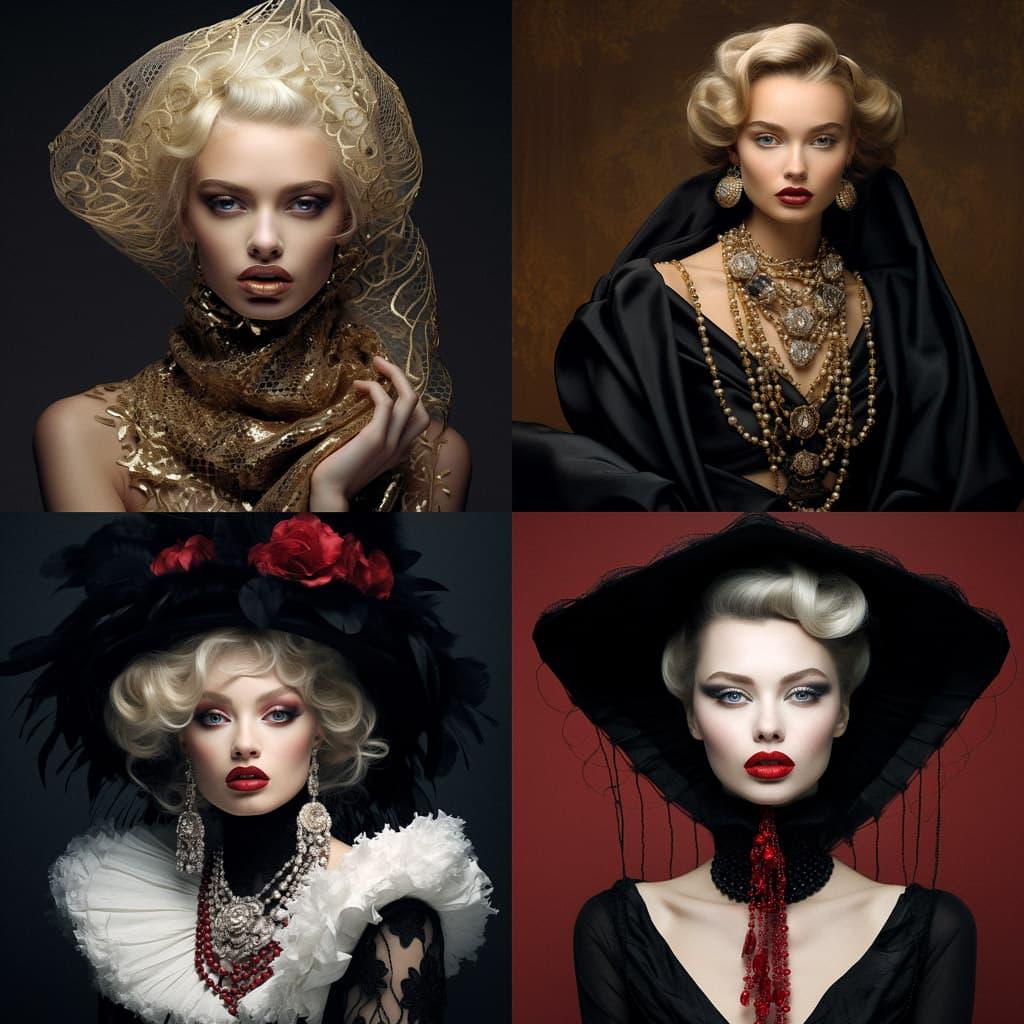 Glamour fashion style, Midjourney V5.2, render 1 of 4