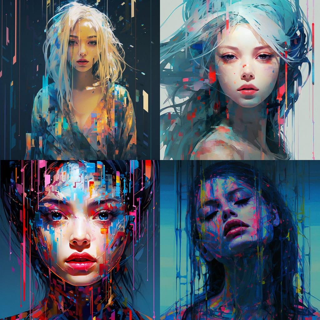 Glitchy style, Midjourney V5.2, render 1 of 4