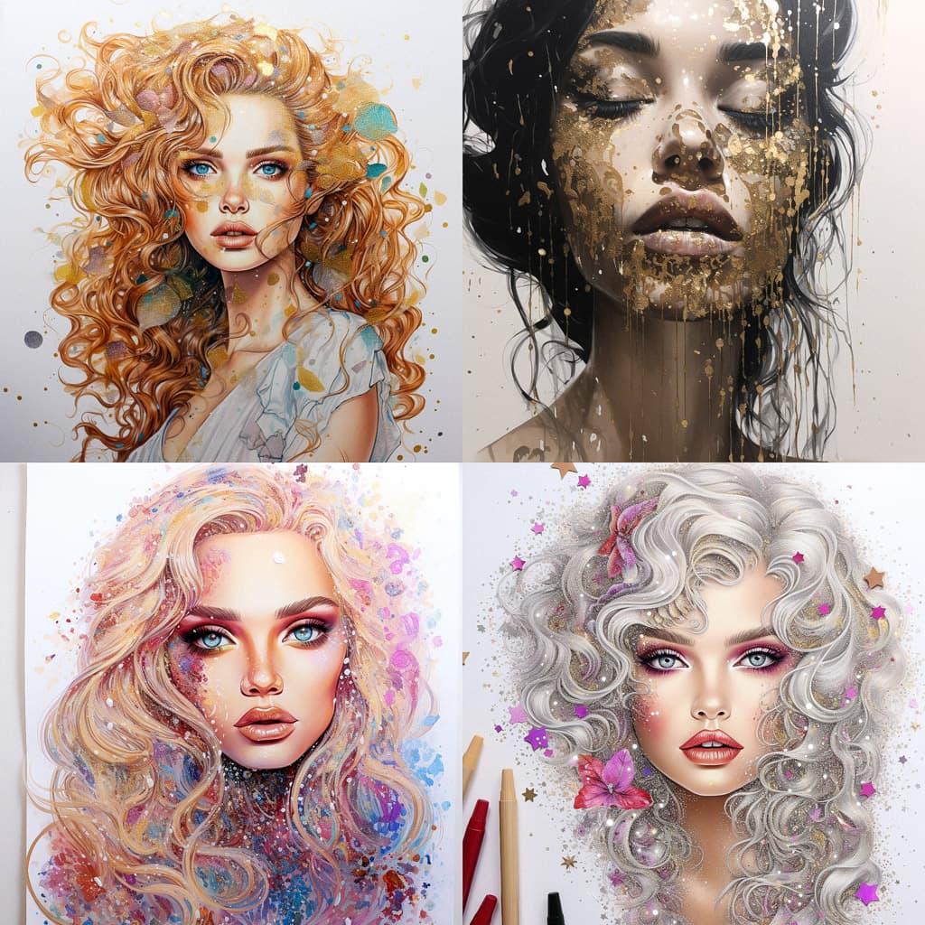 Glitter drawing style, Midjourney V5.2, render 1 of 4