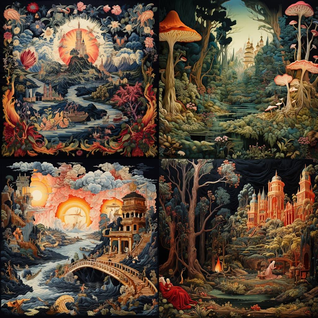 Gobelin tapestry style, Midjourney V5.2, render 1 of 4