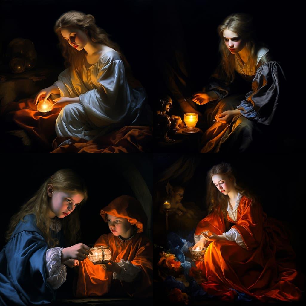 Godfried Schalcken style, Midjourney V5.2, render 1 of 4