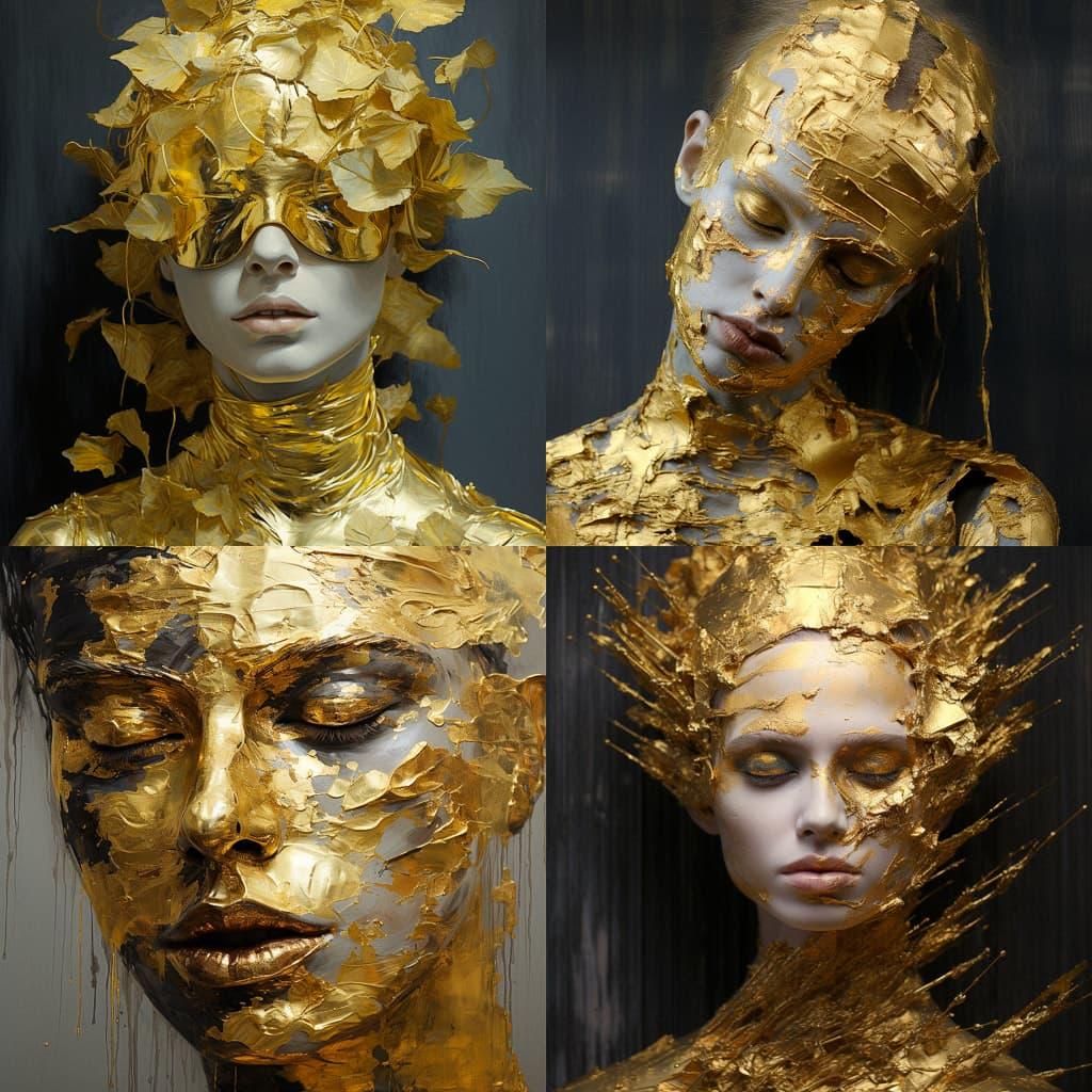 Gold leafing style, Midjourney V5.2, render 1 of 4