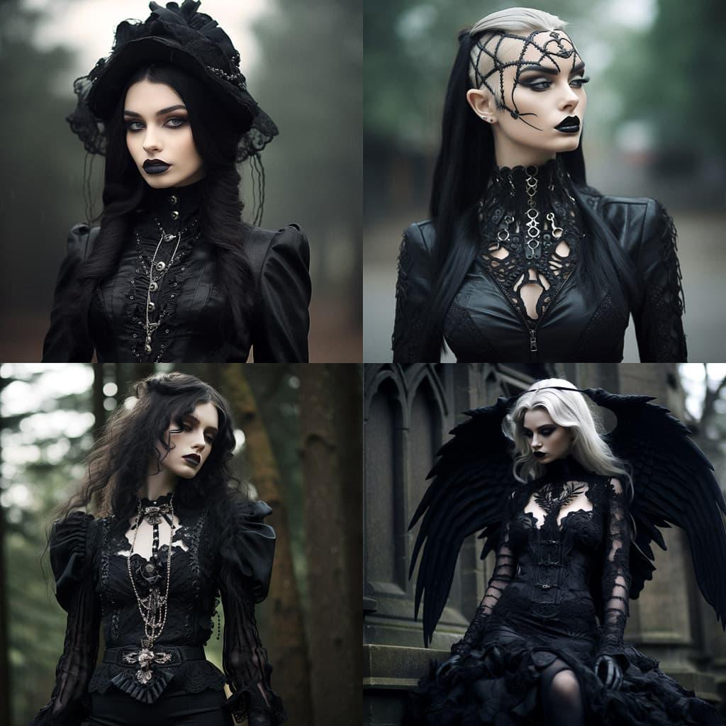 Goth fashion style, Midjourney V5.2, render 1 of 4