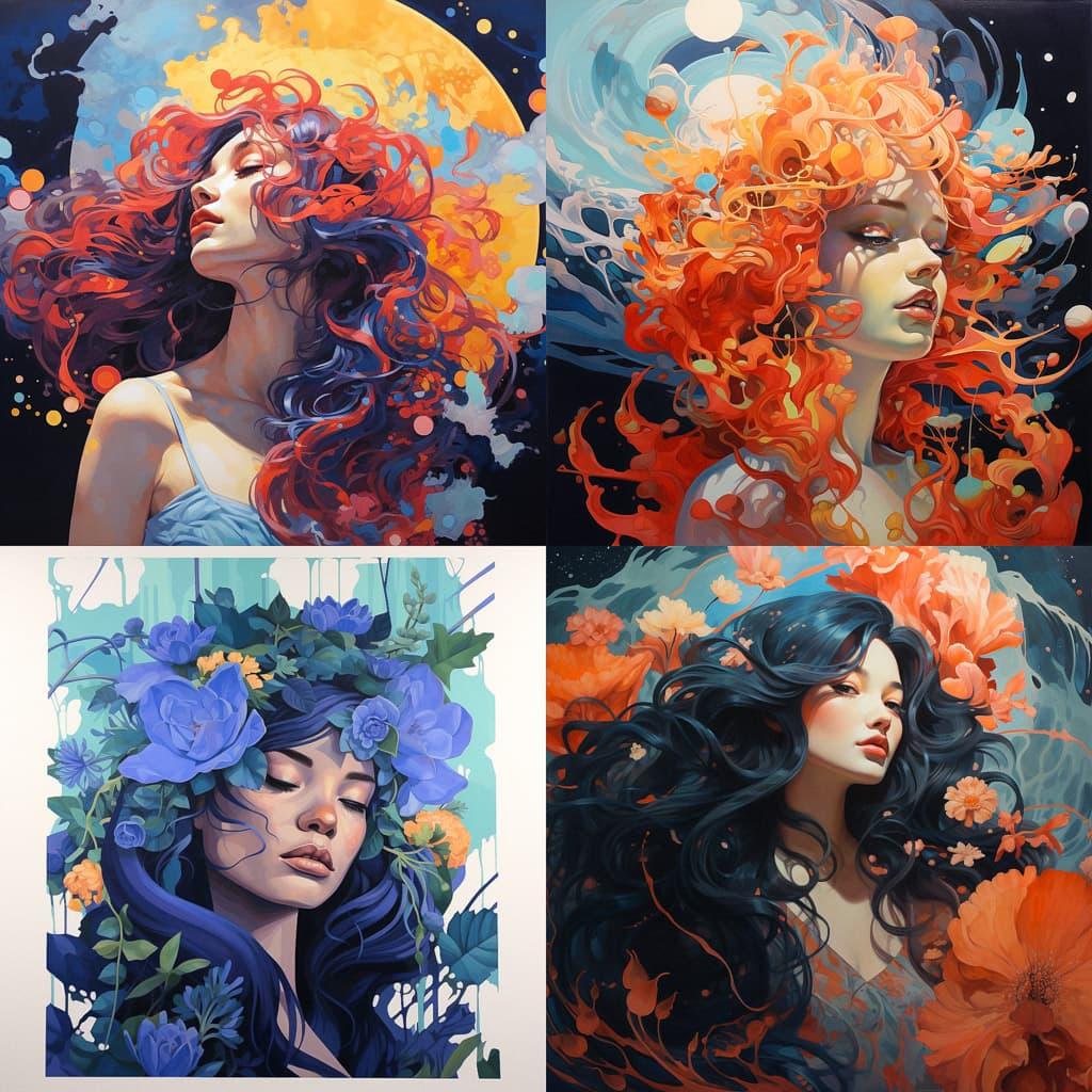 Gouache paint style, Midjourney V5.2, render 1 of 4