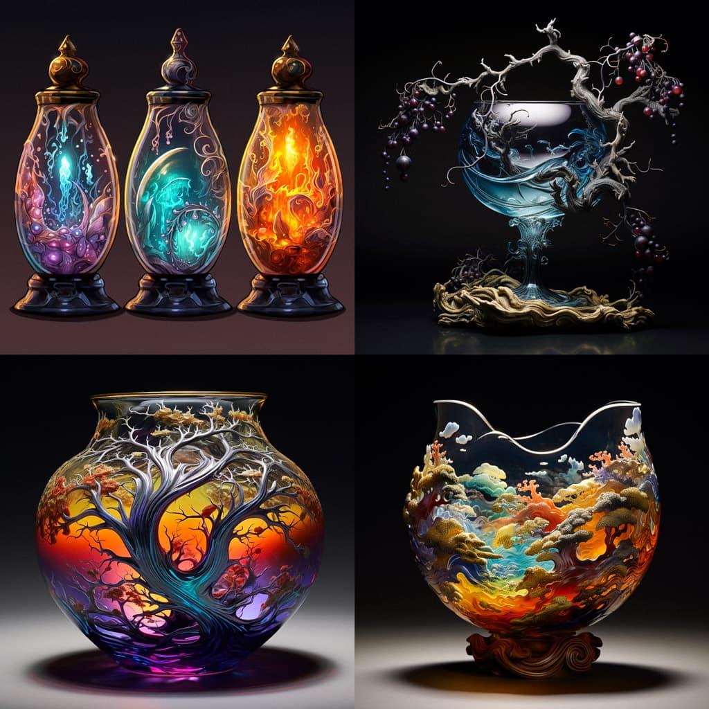 Graal glass style, Midjourney V5.2, render 1 of 4