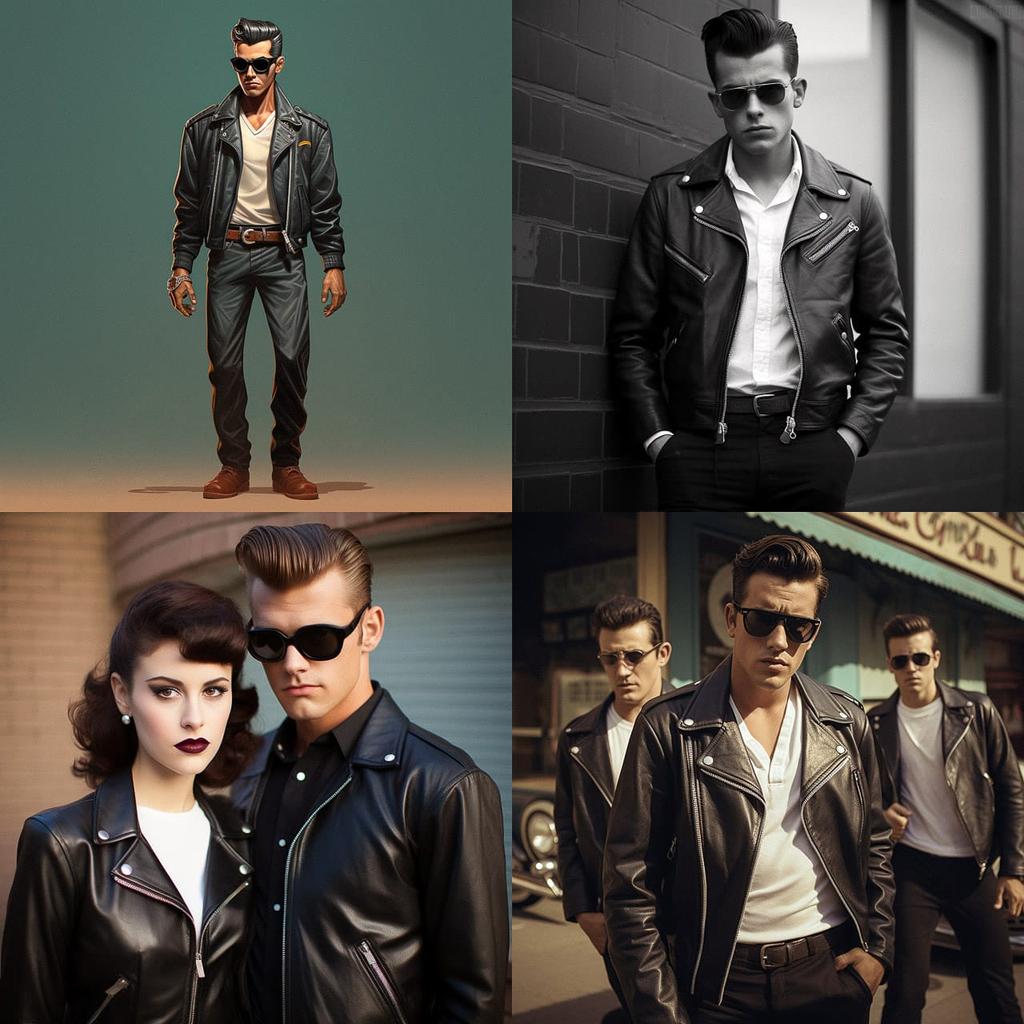 Greaser fashion style, Midjourney V5.2, render 1 of 4
