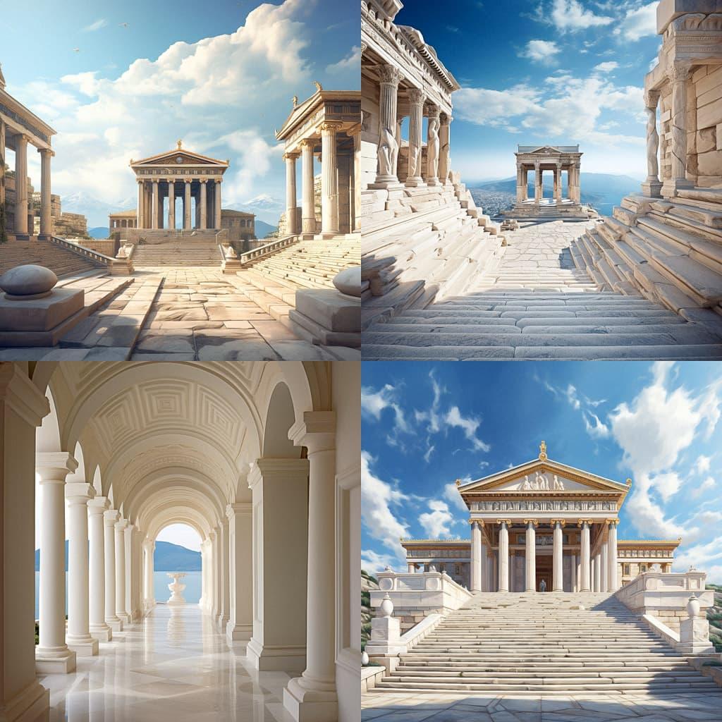 Greek architecture style, Midjourney V5.2, render 1 of 4