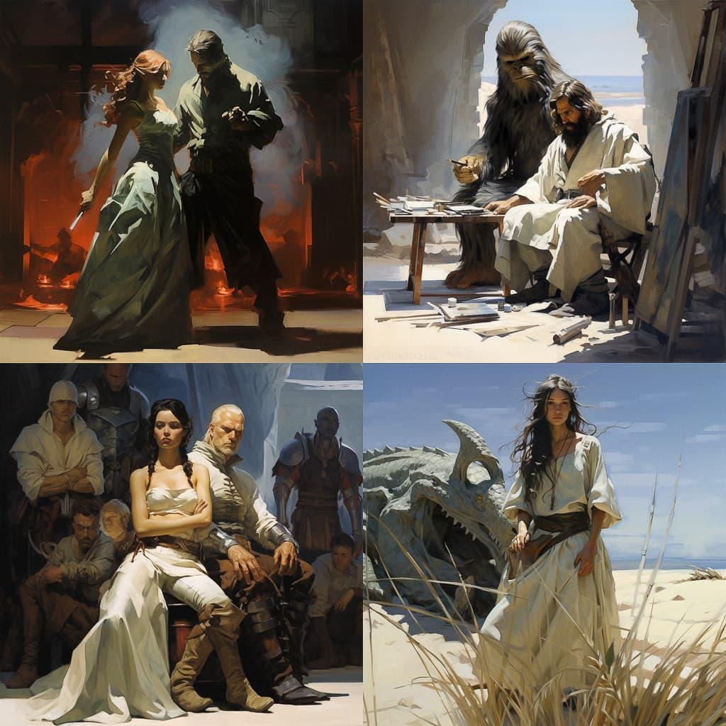 Greg Manchess style, Midjourney V5.2, render 1 of 4