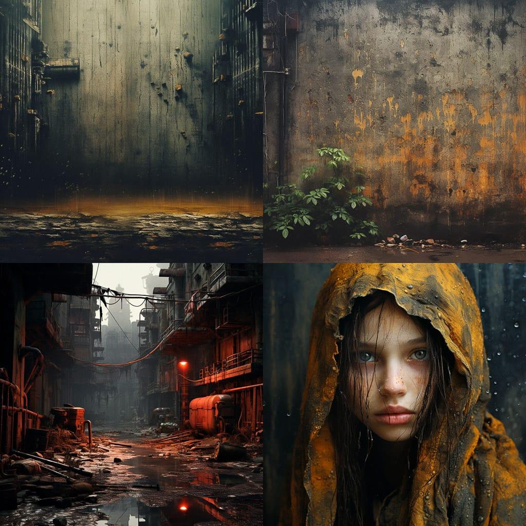 Gritty texture style, Midjourney V5.2, render 1 of 4