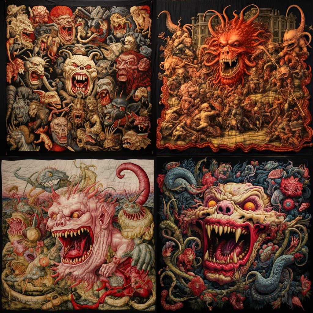 Grotesque tapestry style, Midjourney V5.2, render 1 of 4