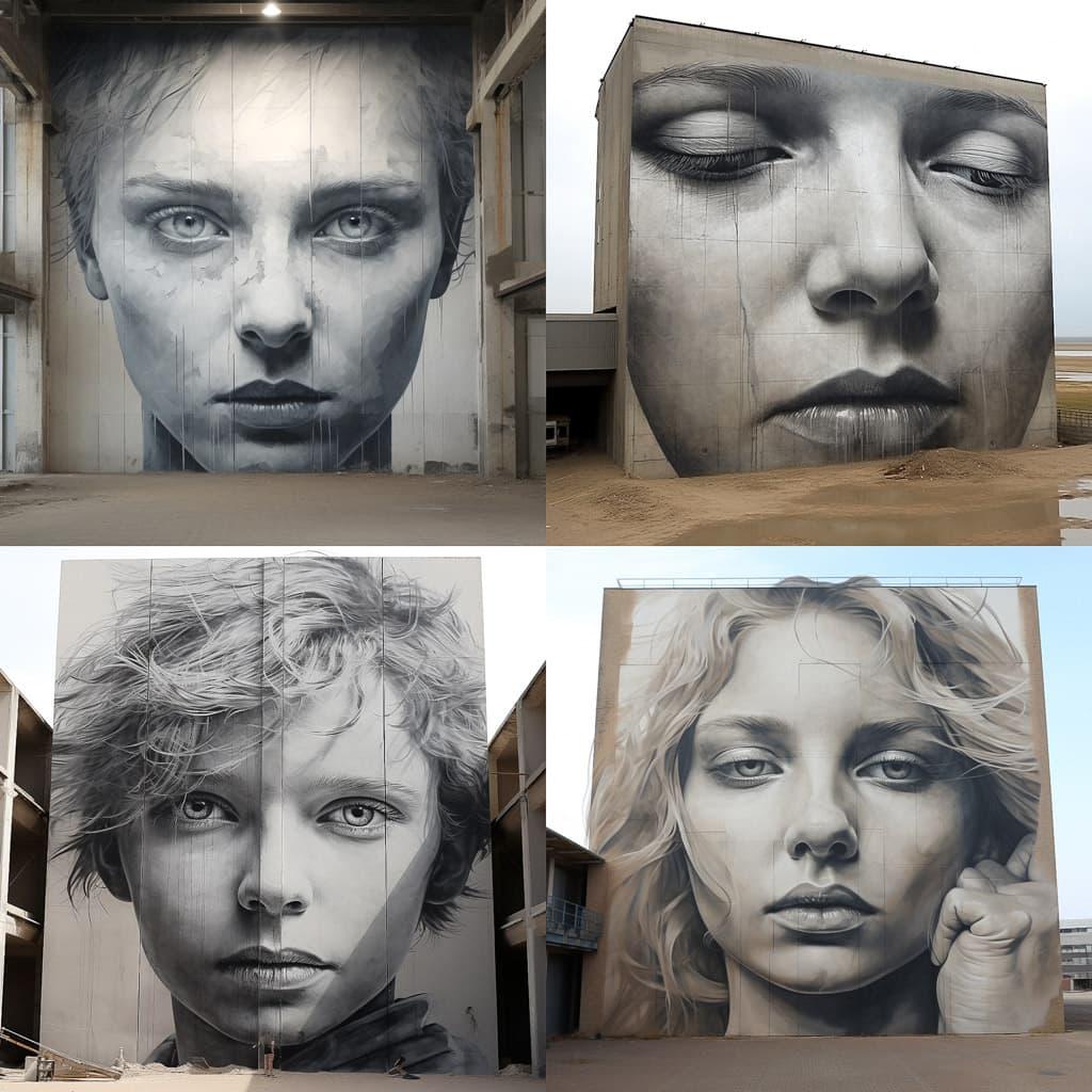 Guido van Helten style, Midjourney V5.2, render 1 of 4