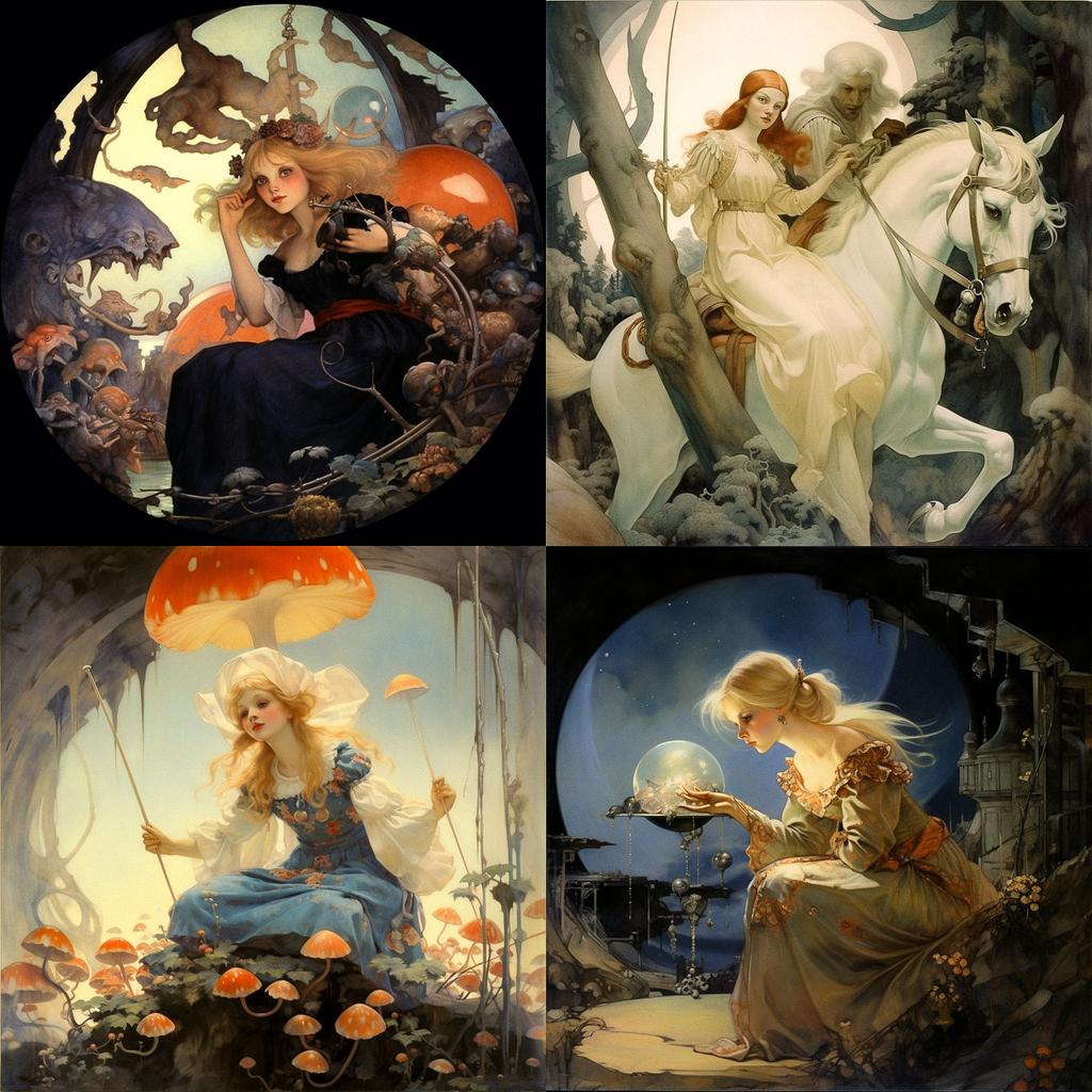Gustaf Tenggren style, Midjourney V5.2, render 1 of 4