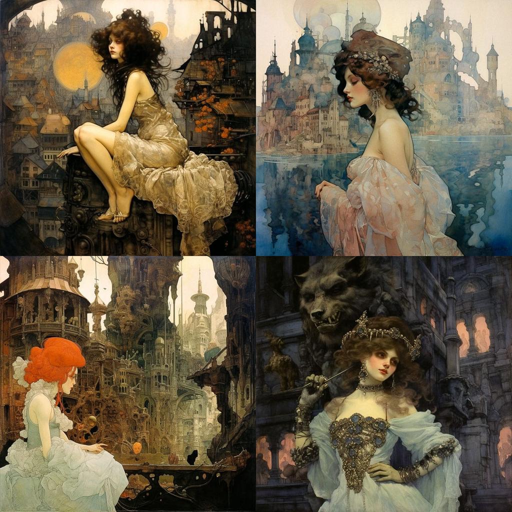 Gustav-Adolf Mossa style, Midjourney V5.2, render 1 of 4