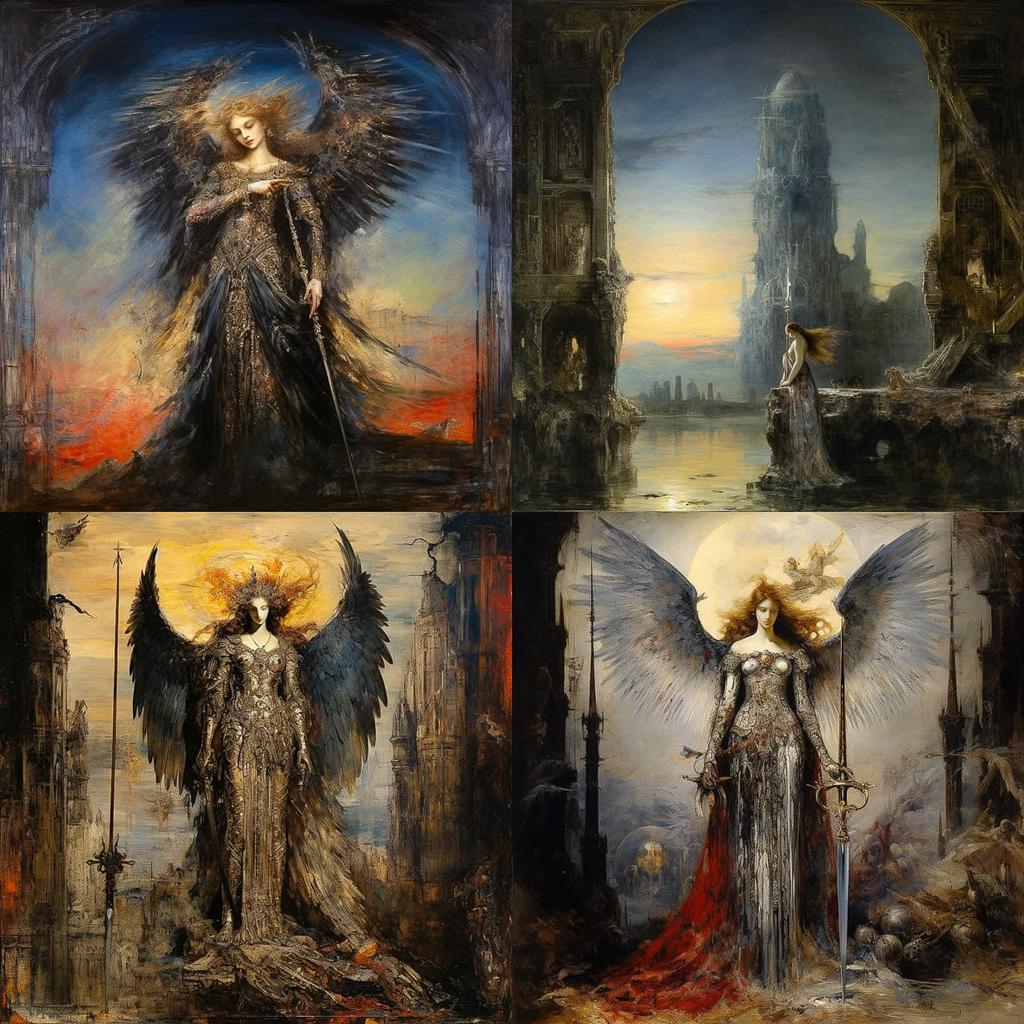 Gustave Moreau style, Midjourney V5.2, render 1 of 4