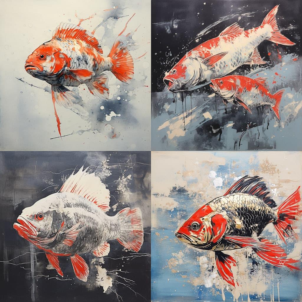 Gyotaku style, Midjourney V5.2, render 1 of 4