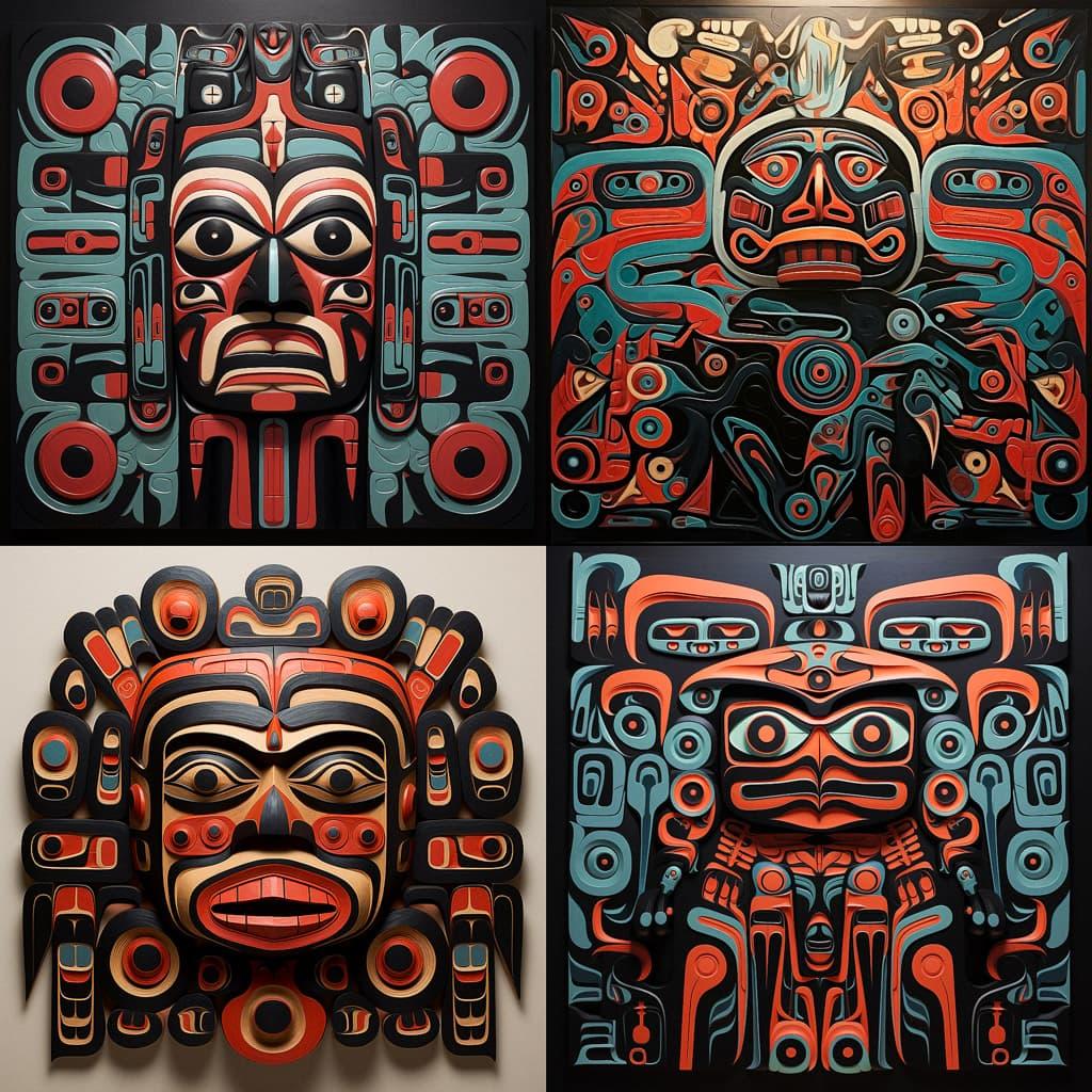 Haida art style, Midjourney V5.2, render 1 of 4