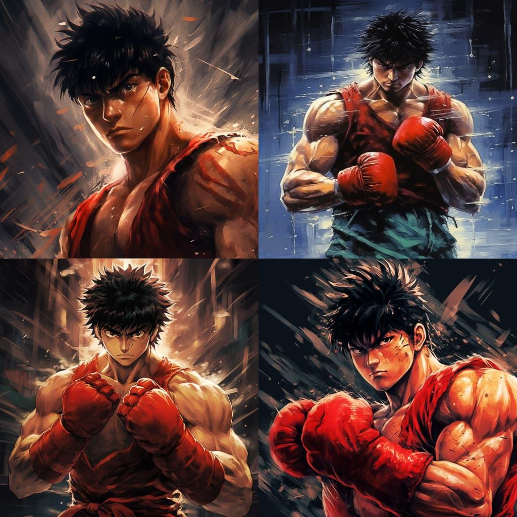 Hajime no Ippo style, Midjourney V5.2, render 1 of 4