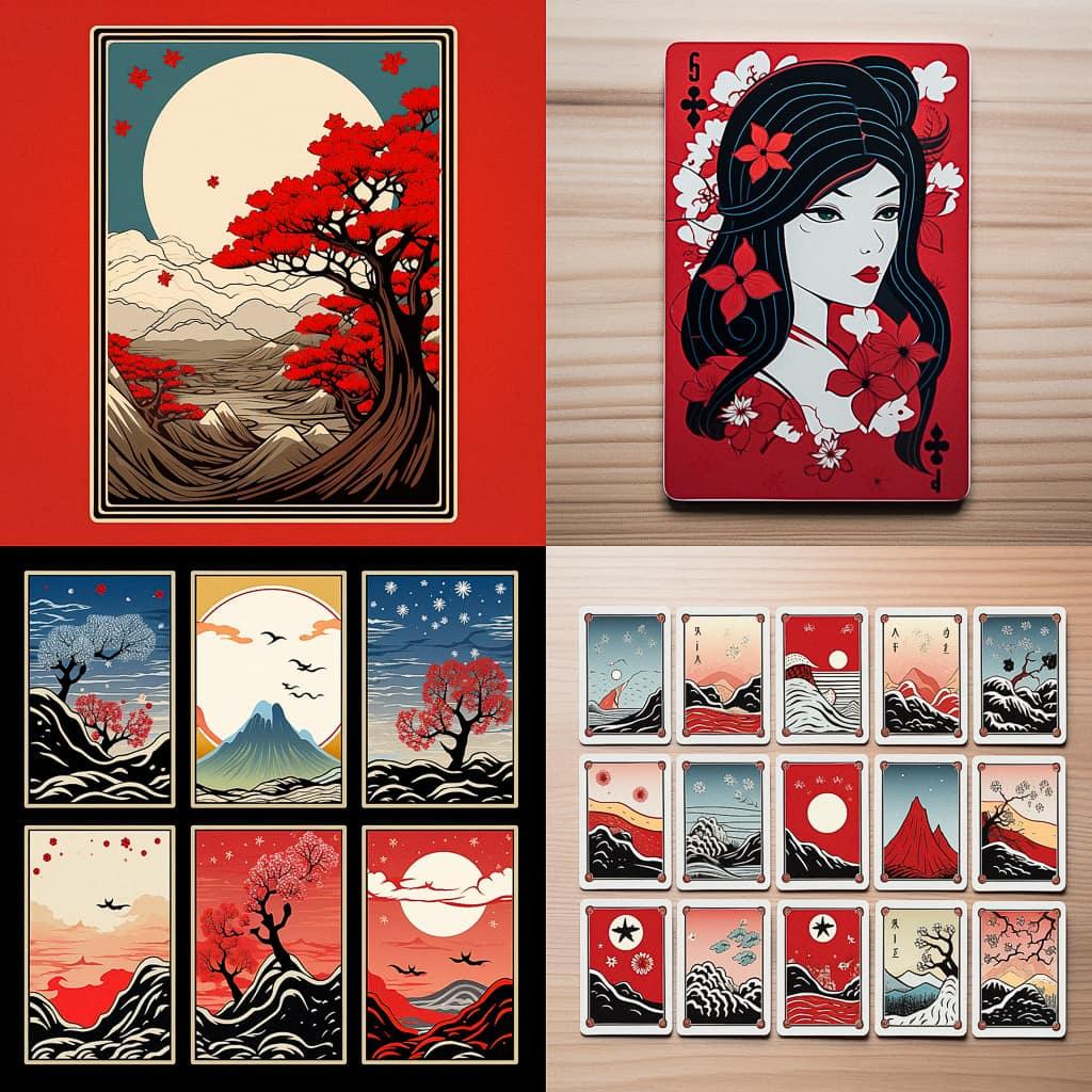 Hanafuda card style, Midjourney V5.2, render 1 of 4