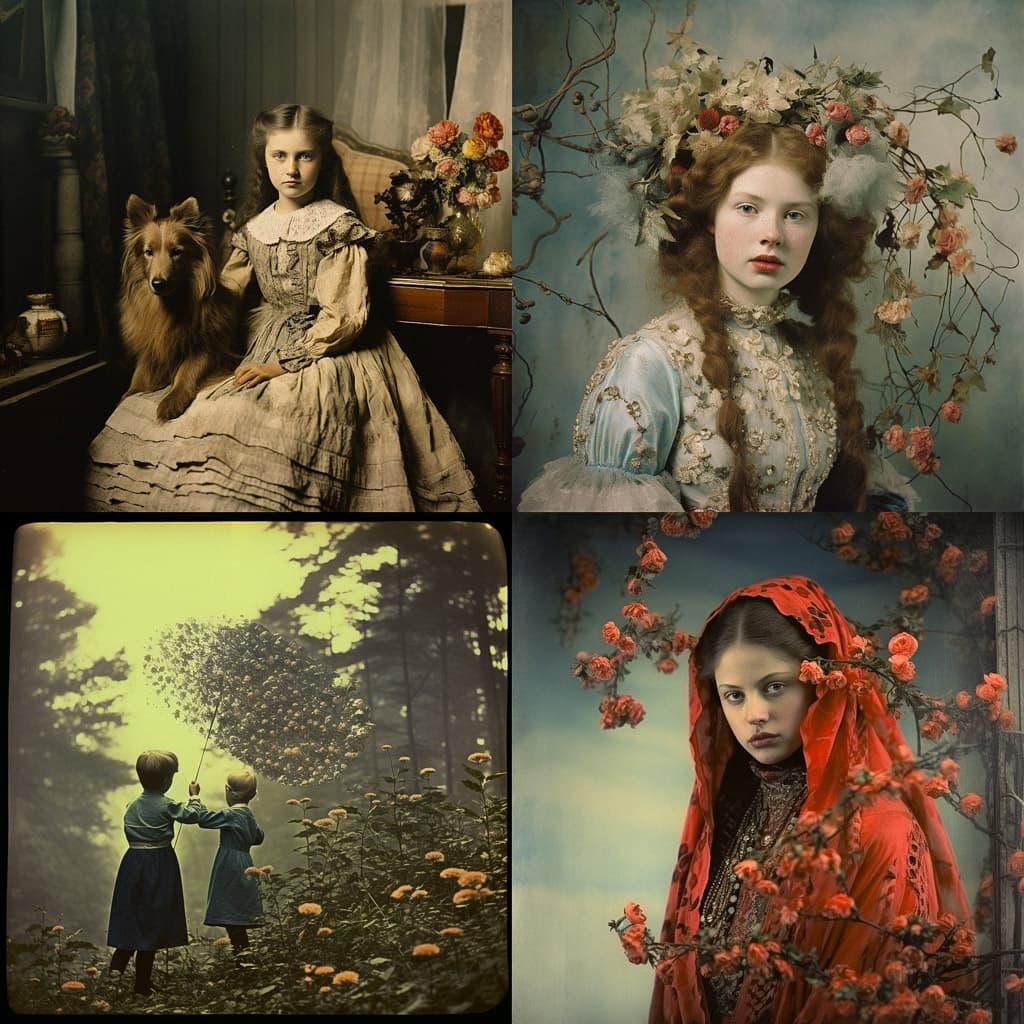 Hand-colored photograph style, Midjourney V5.2, render 1 of 4