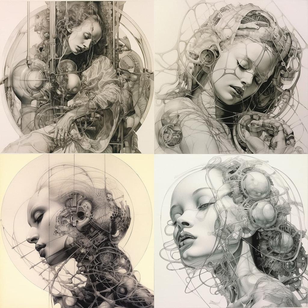 Hans Bellmer style, Midjourney V5.2, render 1 of 4
