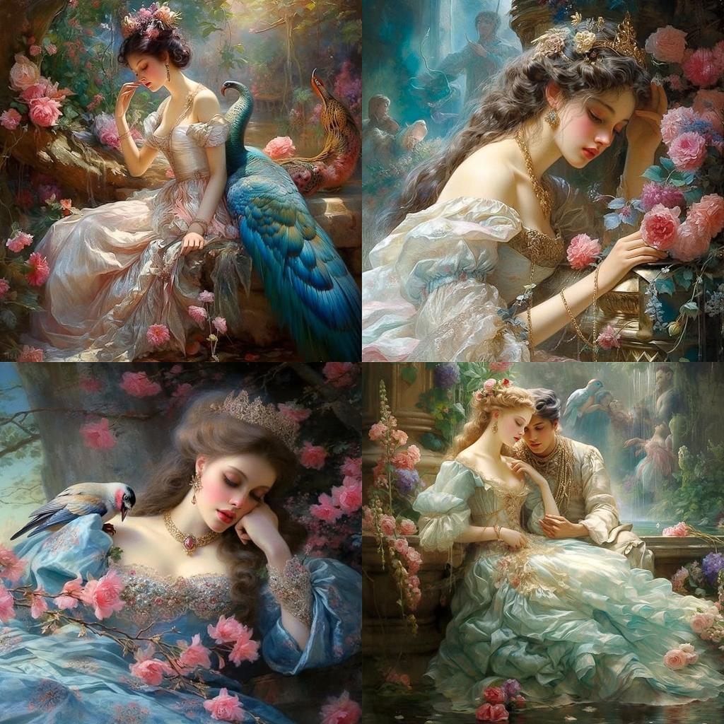 Hans Zatzka style, Midjourney V5.2, render 1 of 4