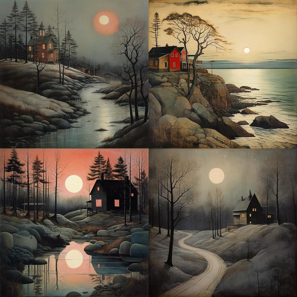 Harald Sohlberg style, Midjourney V5.2, render 1 of 4