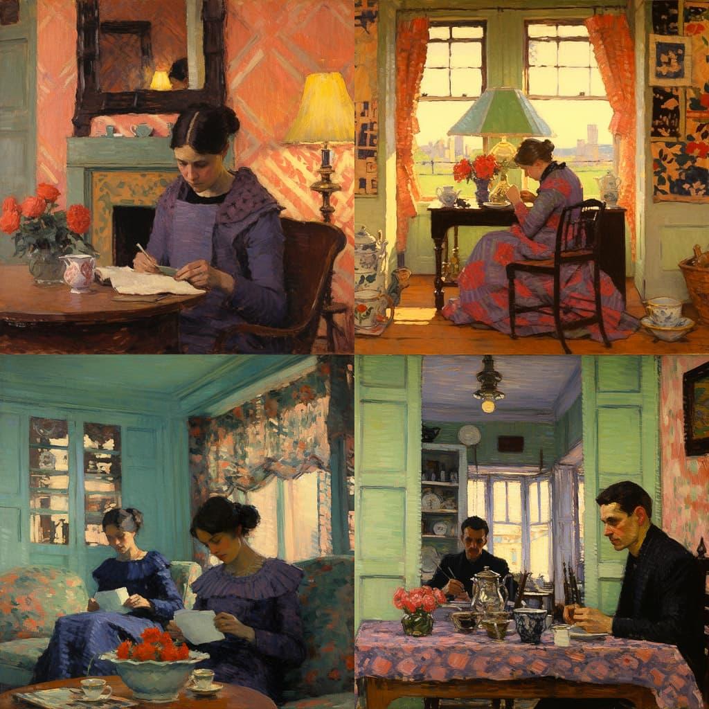 Harold Gilman style, Midjourney V5.2, render 1 of 4
