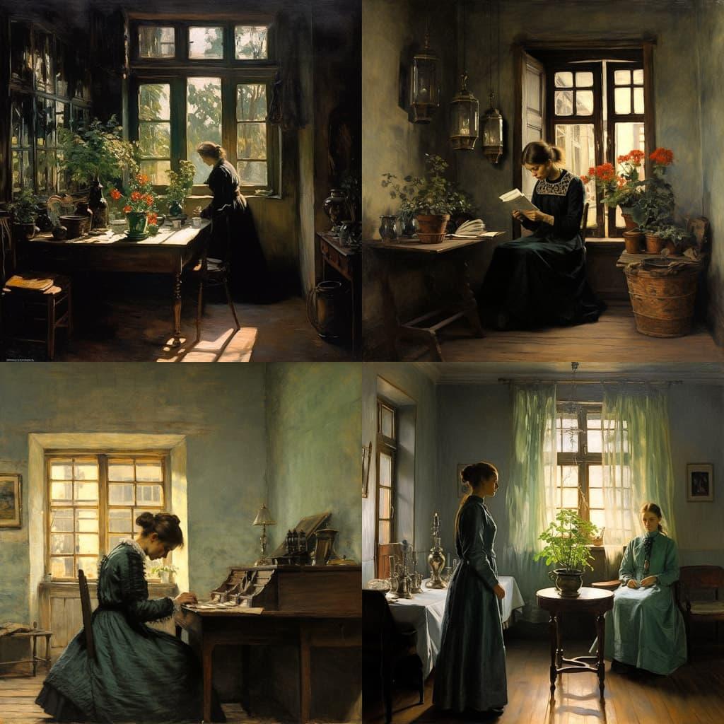 Harriet Backer style, Midjourney V5.2, render 1 of 4