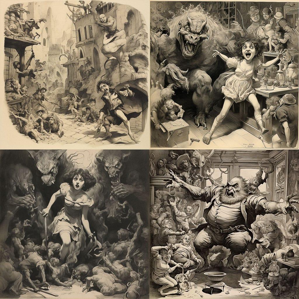 Harry Furniss style, Midjourney V5.2, render 1 of 4