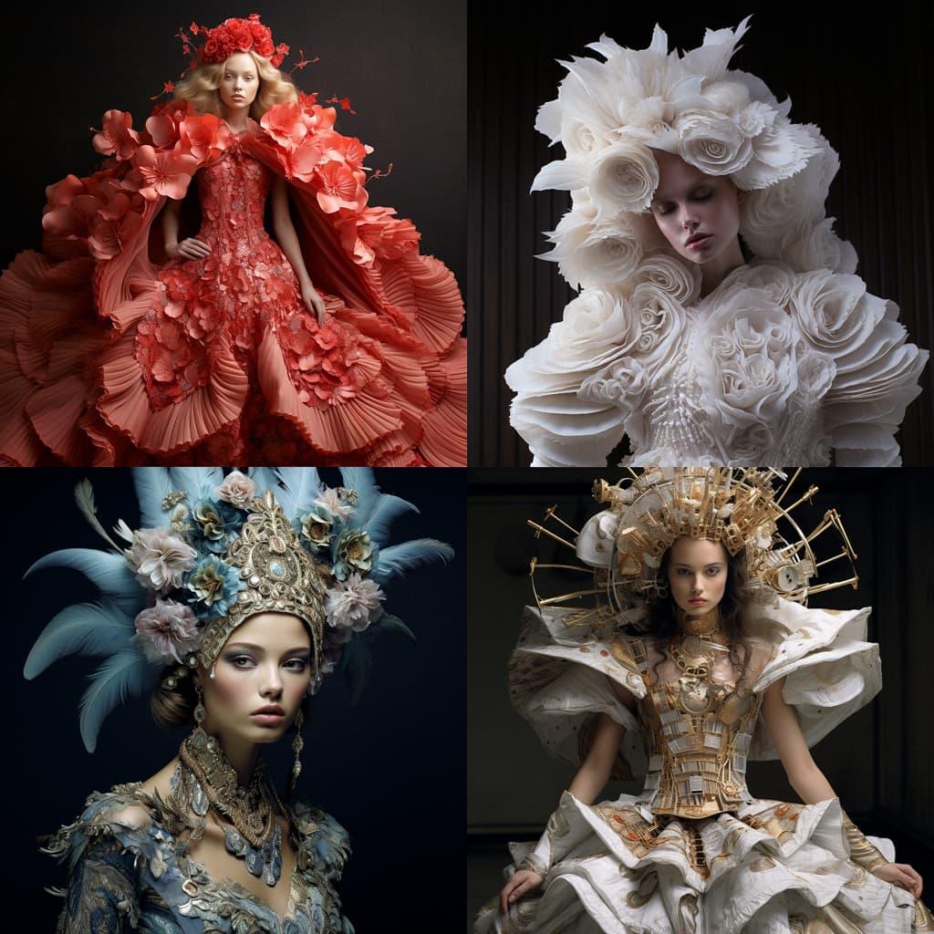 Haute couture fashion style, Midjourney V5.2, render 1 of 4
