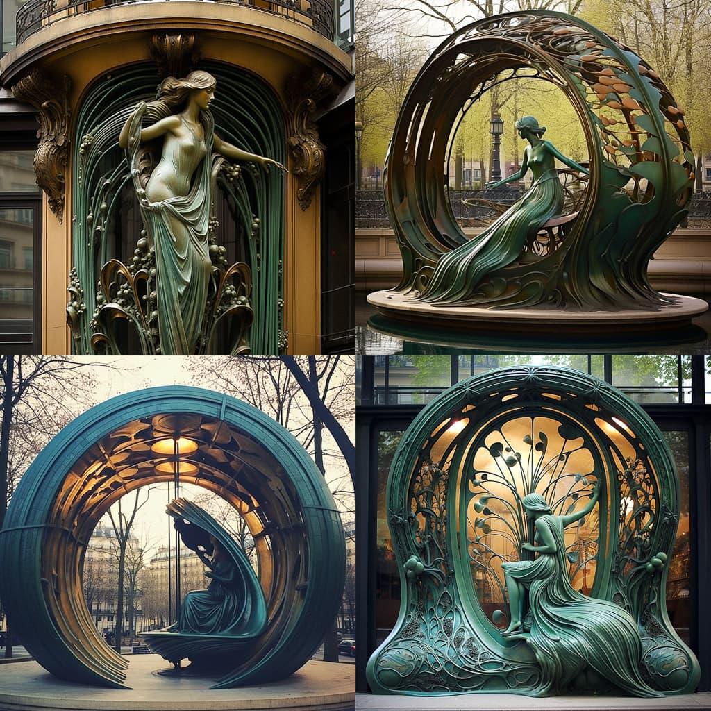 Hector Guimard style, Midjourney V5.2, render 1 of 4