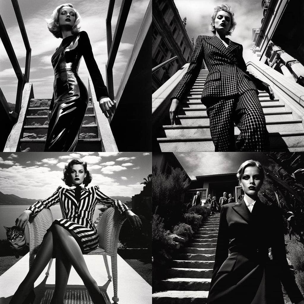 Helmut Newton style, Midjourney V5.2, render 1 of 4