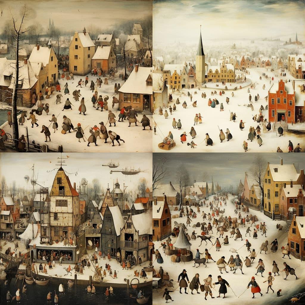 Hendrick Avercamp style, Midjourney V5.2, render 1 of 4