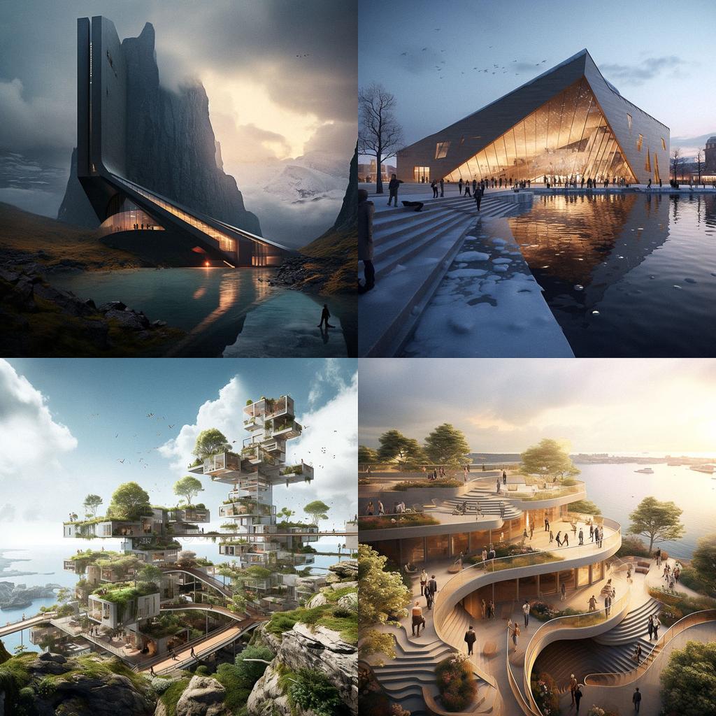 Henning Larsen style, Midjourney V5.2, render 1 of 4