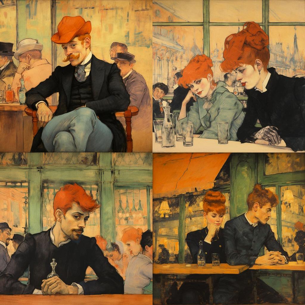 Henri de Toulouse-Lautrec style, Midjourney V5.2, render 1 of 4