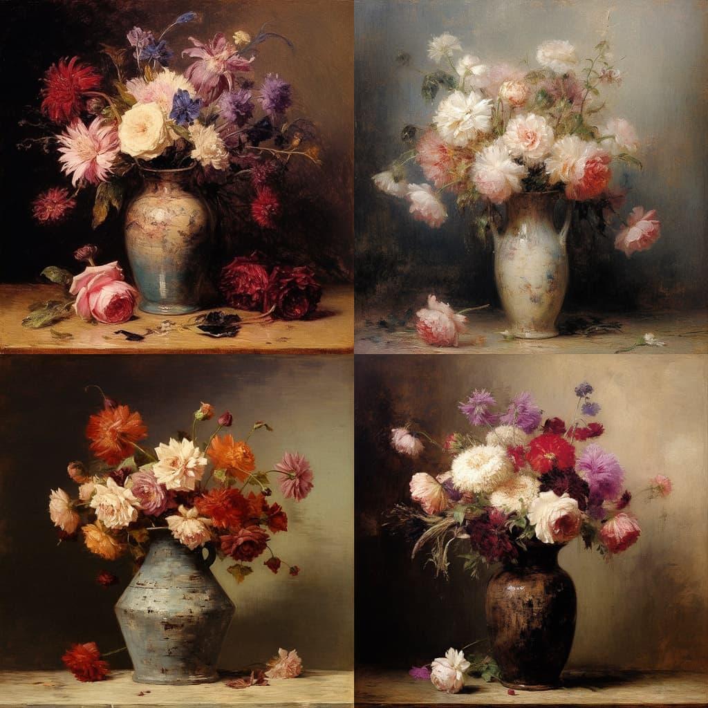Henri Fantin-Latour style, Midjourney V5.2, render 1 of 4