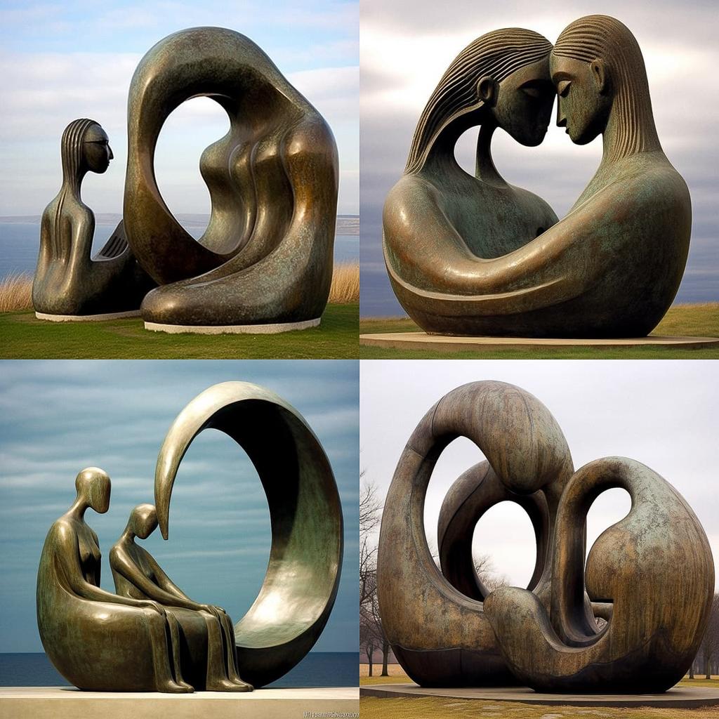 Henry Moore style, Midjourney V5.2, render 1 of 4